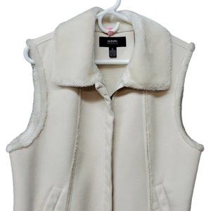 Alfani Outerwear Women's Off White XL Faux Fur and Suede Lined Zip Front Vest